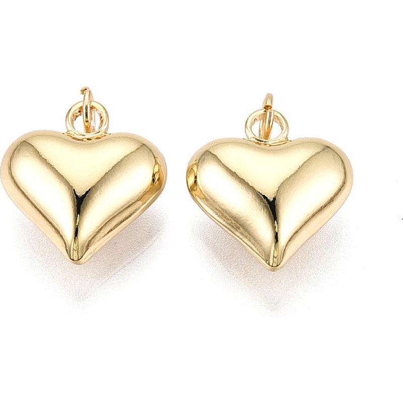 Rack Plating Brass Puffed Heart Charms with Jump Ring — Charms & Pendants