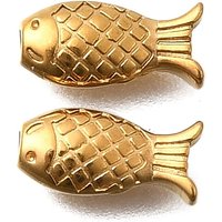 Perles de poisson en acier inoxydable 304 avec plaquage ionique doré — Perles à bijoux