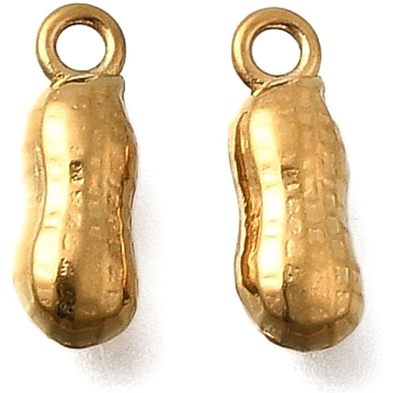 Charm en Acier Inoxydable Doré en Forme de Cacahuète avec Plaquage Ionique — Breloques et pendentifs