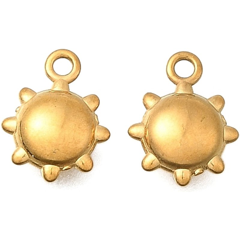 304 Stainless Steel Golden Sun Charm with Ion Plating — Charms & Pendants
