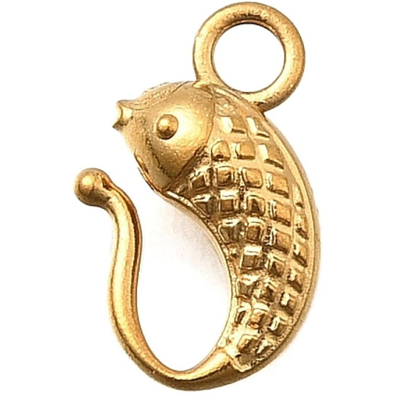Charm en Acier Inoxydable Doré en Forme de Poisson — Breloques et pendentifs