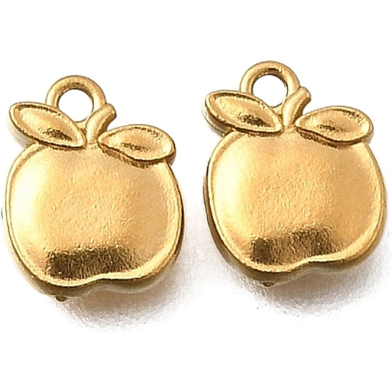 Charm en Acier Inoxydable 304 Pomme Dorée avec Plaquage Ionique — Breloques et pendentifs