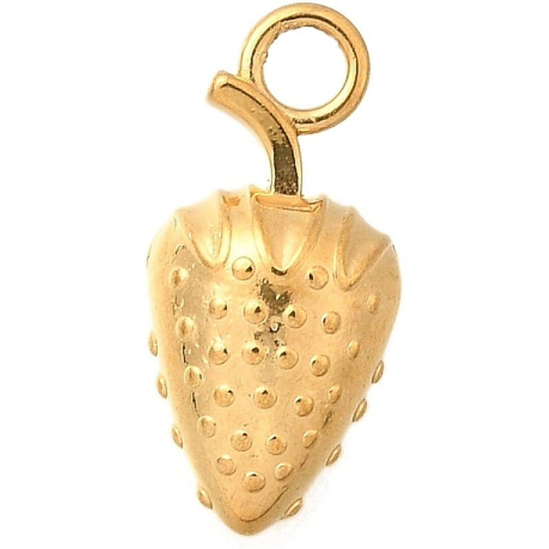 Charm en acier inoxydable 304 doré en forme de fraise avec placage ionique — Breloques et pendentifs
