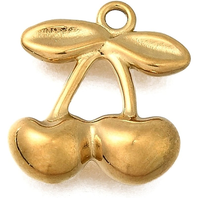 Charm en Acier Inoxydable Doré Cerise avec Plaquage Ionique — Breloques et pendentifs