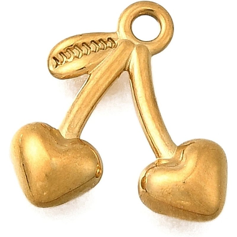 Charm en Acier Inoxydable 304 Cerise Dorée avec Plaquage Ionique — Breloques et pendentifs