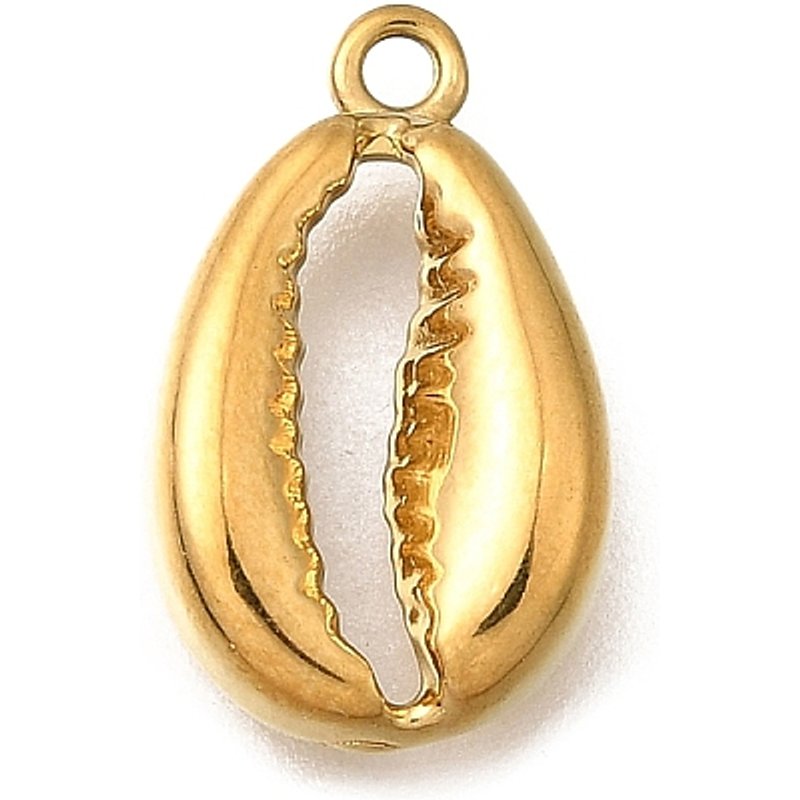 304 Stainless Steel Golden Shell Shape Charms with Ion Plating