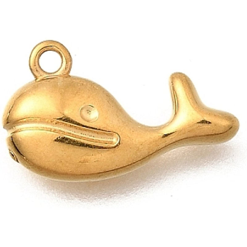 Charm en Acier Inoxydable 304, Baleine Dorée avec Plaquage Ionique — Breloques et pendentifs