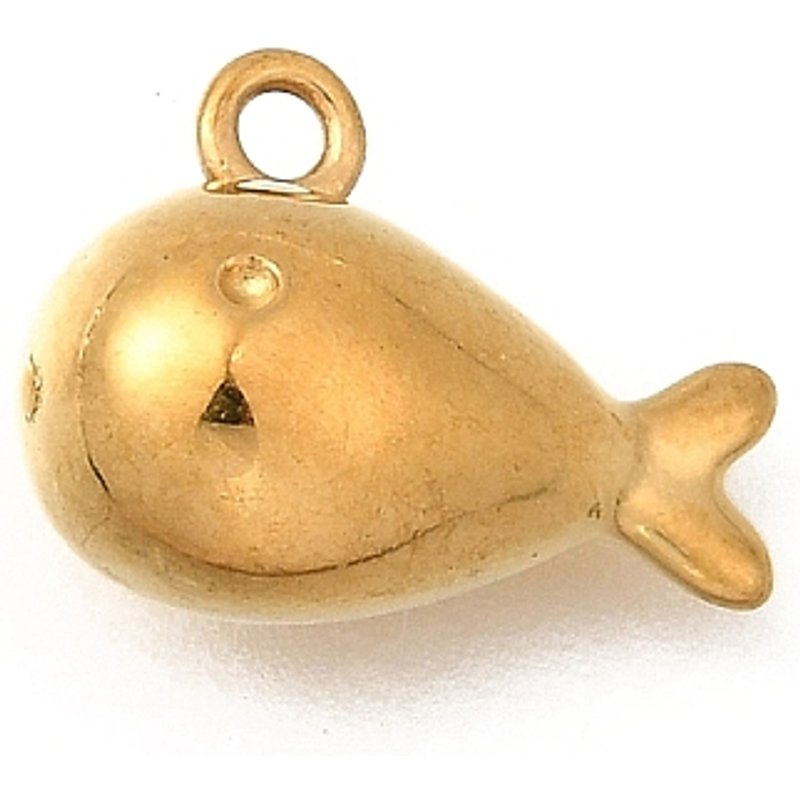 304 Stainless Steel Golden Fish Charm with Ion Plating