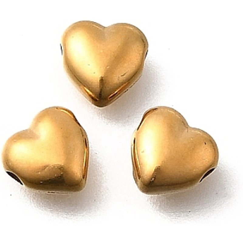 Perles en Acier Inoxydable 304 en Forme de Coeur avec Plaquage Ionique, Doré
