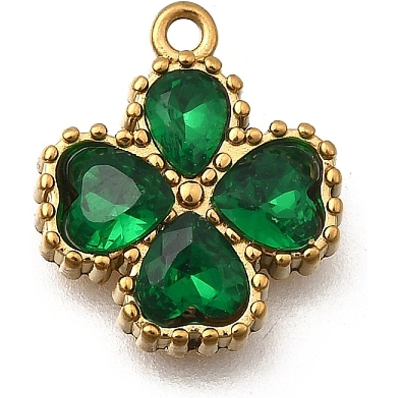 Pendentifs en Acier Inoxydable 304 avec Charms Trèfle et Zircon Cubique — Breloques et pendentifs