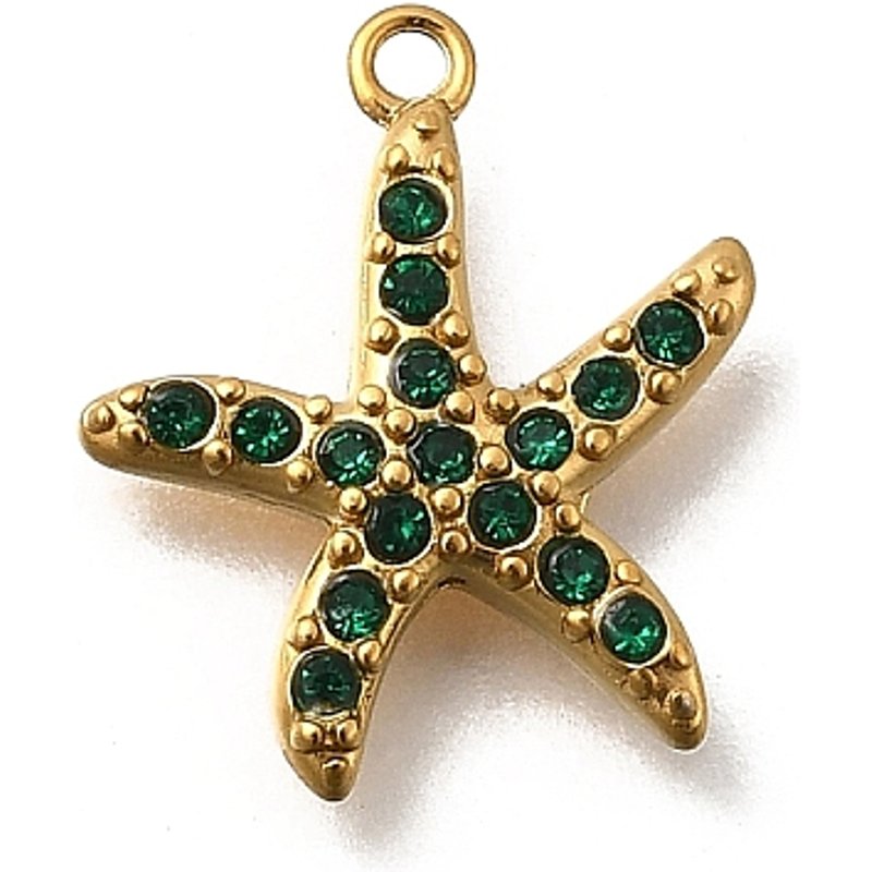 Charm en Acier Inoxydable 304 avec Zircon Cubique Micro Pave en Forme d'Étoile de Mer — Breloques et pendentifs