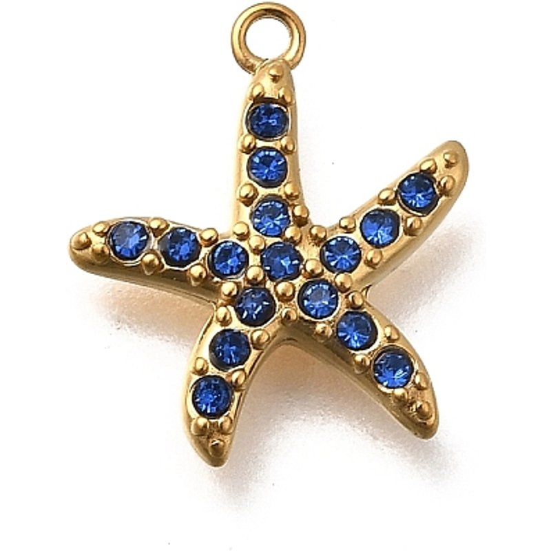 Charms Étoile de Mer en Acier Inoxydable 304 avec Zirconium Cubique Micro Pave — Breloques et pendentifs