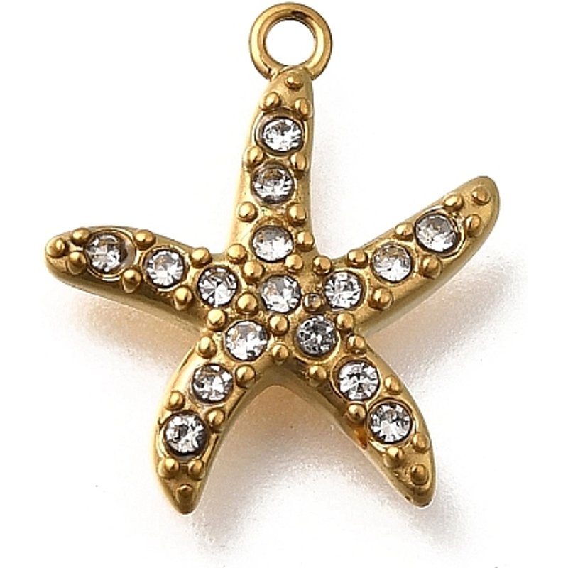 Charms Étoile de Mer en Acier Inoxydable avec Zirconia Cubique — Breloques et pendentifs