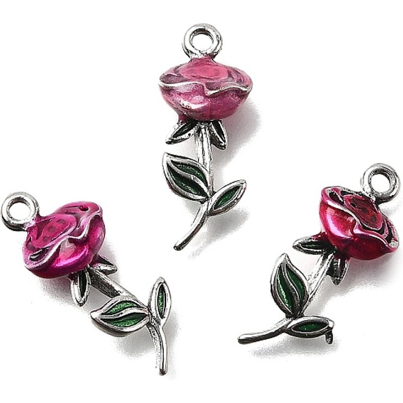 Pendentif en Émail en Alliage, Fleur, Couleurs Mélangées — Breloques et pendentifs