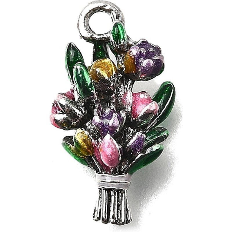 Pendentif en Émail Alliage Fleur Colorée 16x9x5.5mm — Breloques et pendentifs
