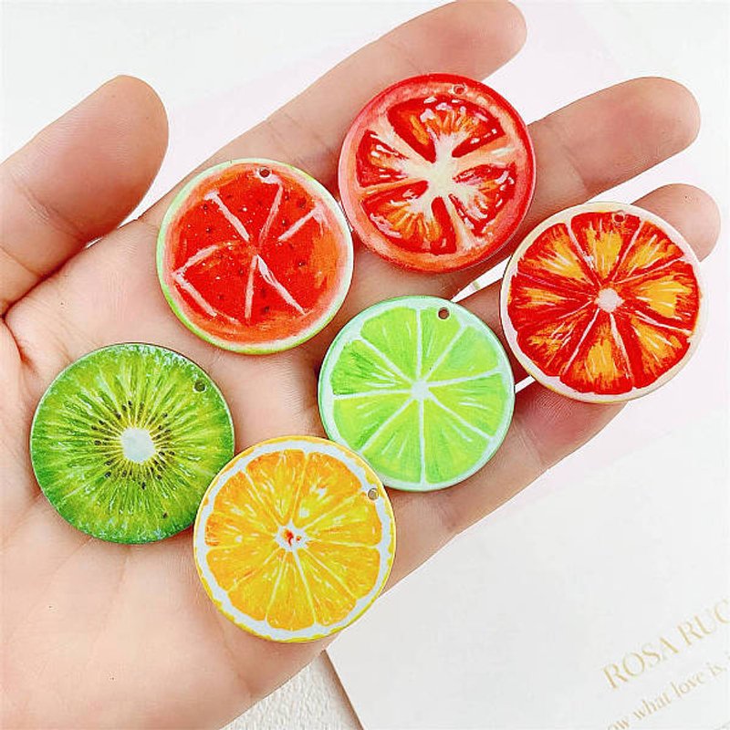 Transparent Acrylic Fruit Pendants, Mixed Colors, 33x2mm — Charms & Pendants