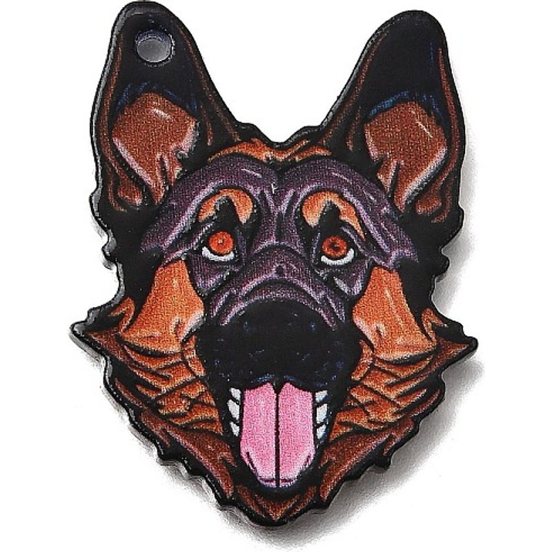 Pendentif en acrylique imprimé, chien Sienna, 32.5x24.5mm — Breloques et pendentifs