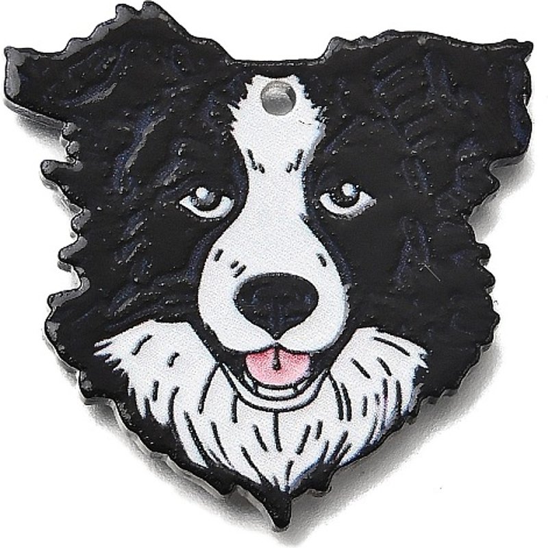 Pendentif en acrylique imprimé, chien, noir, 31x30.5x2mm, trou : 1.8mm — Breloques et pendentifs