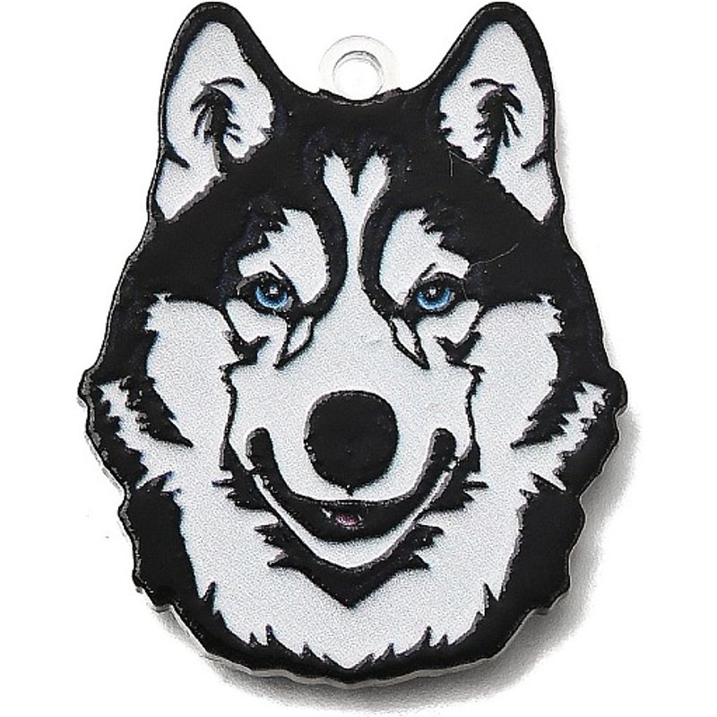Pendentif en acrylique imprimé, chien, noir, 33.5x26.5mm — Breloques et pendentifs