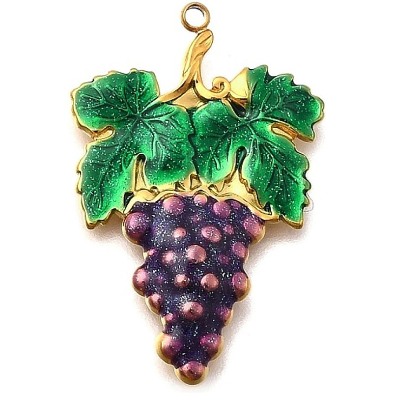 Pendentif Grape en Acier Inoxydable 304 en Or et Violet — Breloques et pendentifs