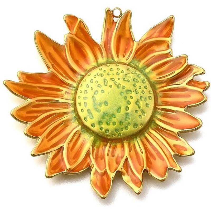 304 Stainless Steel Enamel Sunflower Charm Pendant — Charms & Pendants