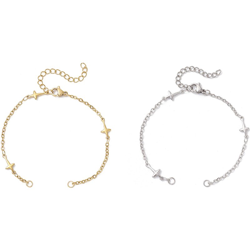 2Pcs 304 Stainless Steel Cross Link Bracelets for Jewelry Making — Jewelry Making Tools