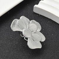 Bague ouverte en acier inoxydable 304 pour femmes, forme de camélia