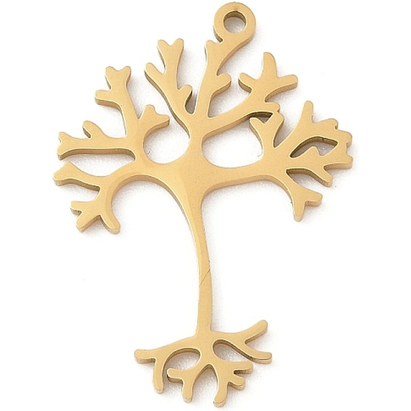 304 Stainless Steel Laser Cut Tree Charm Pendant, Gold — Charms & Pendants