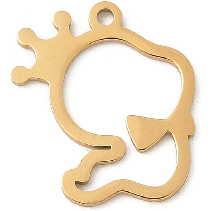 Charm en Acier Inoxydable 304, Serpent avec Couronne, Doré — Breloques et pendentifs