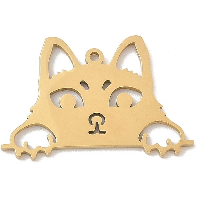 Pendentif en Acier Inoxydable 304 en Forme de Chat Creux, Doré — Breloques et pendentifs