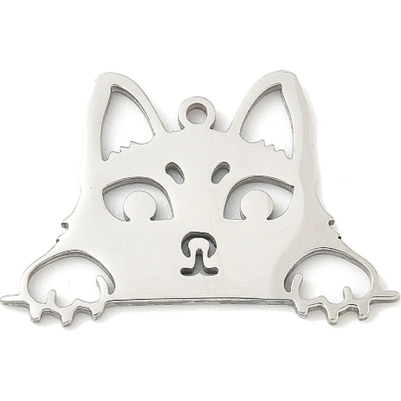 Pendentif en acier inoxydable creux en forme de chat — Breloques et pendentifs