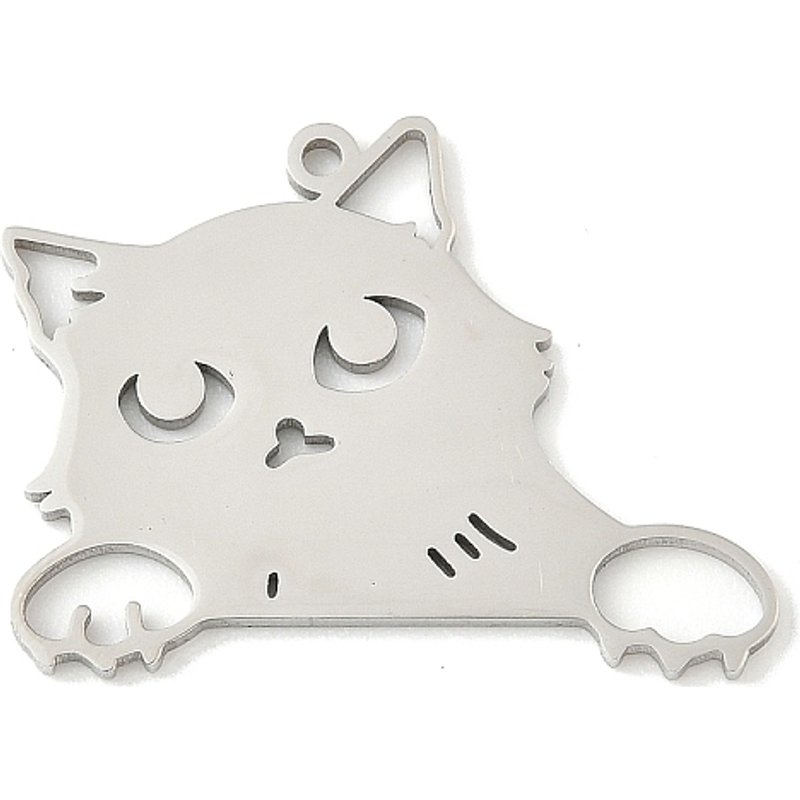 Pendentif en acier inoxydable 304 en forme de chat creux — Breloques et pendentifs