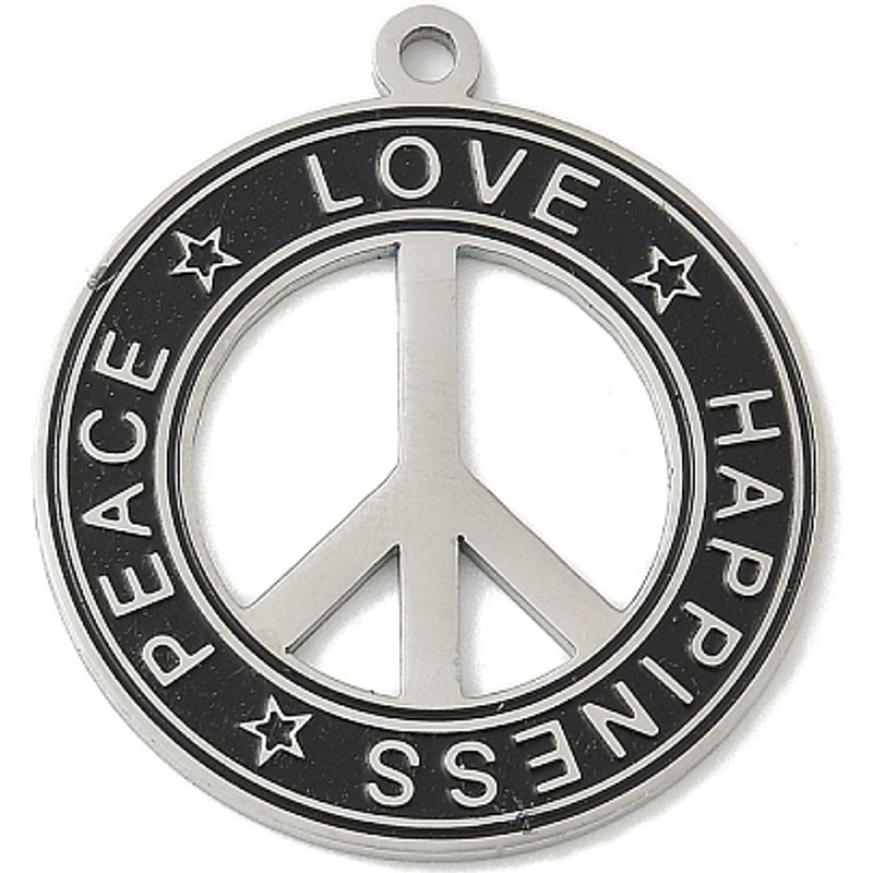 Charm en Acier Inoxydable, Signe de Paix, 31x28mm — Breloques et pendentifs