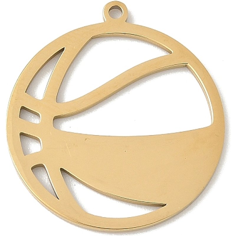 304 Stainless Steel Basketball Charm Pendant, Golden, 27x24mm — Charms & Pendants