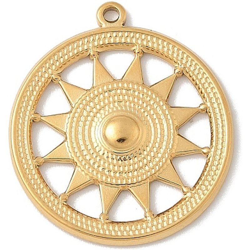 Pendentif en acier inoxydable 304, charme roue du soleil, doré — Breloques et pendentifs