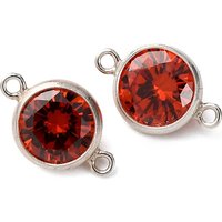 925 Sterling Silver Pave Cubic Zirconia Connector Charms, Red — Jewelry Findings