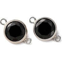 925 Sterling Silver Pave Cubic Zirconia Connector Charms, Black — Jewelry Findings