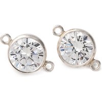 925 Sterling Silver Pave Cubic Zirconia Connector Charms, Clear — Jewelry Findings