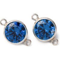 925 Sterling Silver Pave Cubic Zirconia Connector Charms, Steel Blue — Jewelry Findings