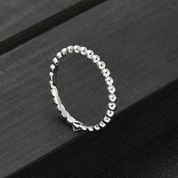 925 Sterling Silver Plain Band Ring with Round Beads, 18mm — Costume Jewelry
