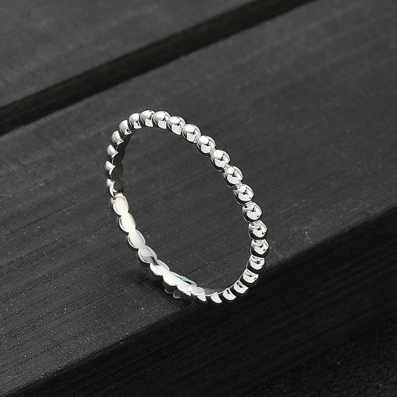 925 Sterling Silver Plain Band Ring with Round Beads, 19mm — Costume Jewelry