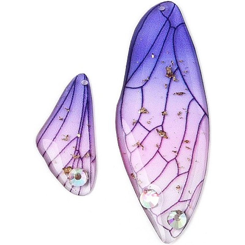 Pendants en Résine Époxy en Forme d'Aile de Papillon avec Strass et Feuille d'Or — Breloques et pendentifs