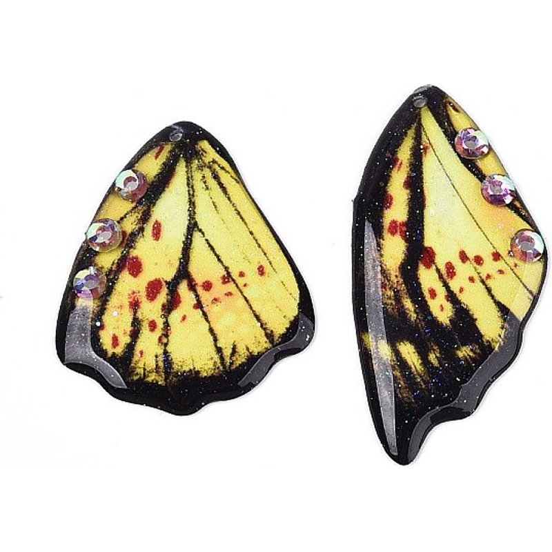 Epoxy Resin Butterfly Wing Pendants with Rhinestone and Glitter — Charms & Pendants