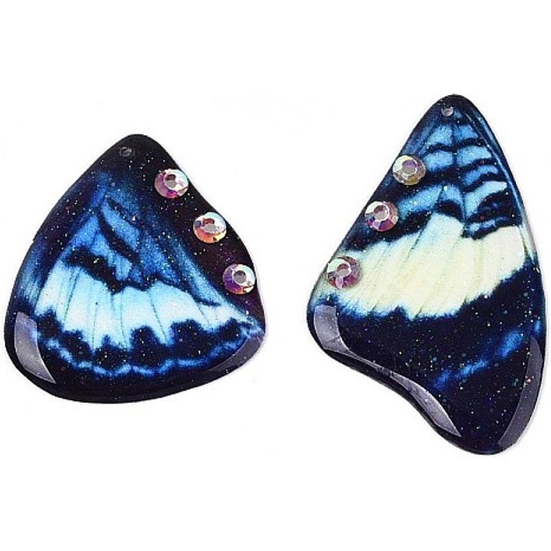 Epoxy Resin Butterfly Wing Pendants with Rhinestone and Glitter — Charms & Pendants