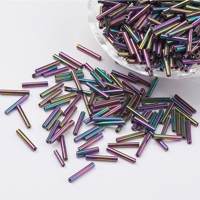 Perles Tubulaires en Verre Couleurs Métalliques, 5x2mm, 16000pcs/sac — Perles à bijoux