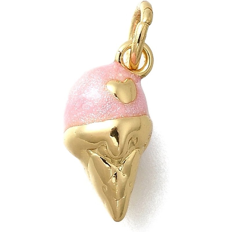 Charm en Émail en Laiton avec Anneau de Saut, Fini Doré - Crème Glacée — Breloques et pendentifs