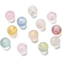 Frosted Transparent Acrylic Round Beads with Gold Foil & Glitter