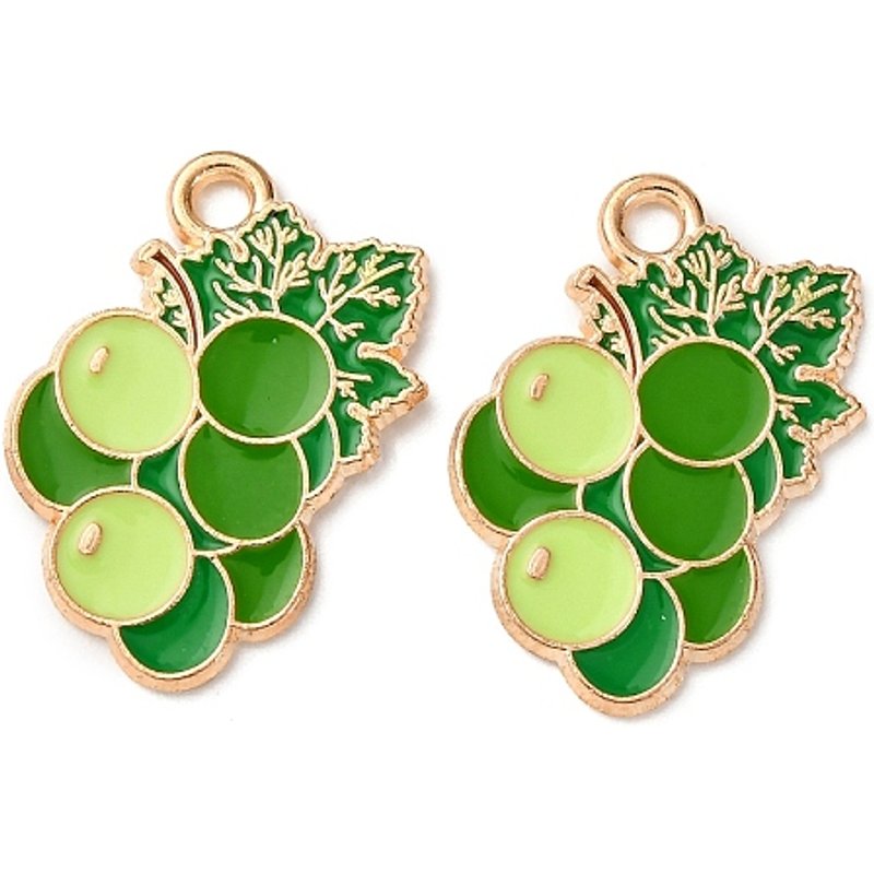 Fruits Alloy Enamel Pendant, Light Gold Grape — Charms & Pendants