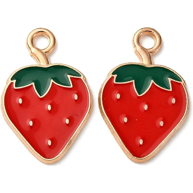 Fruits Alloy Enamel Pendant - Light Gold Strawberry