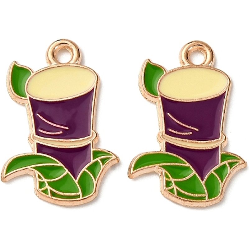 Fruits Alloy Enamel Pendant in Light Gold - Sugarcane — Charms & Pendants